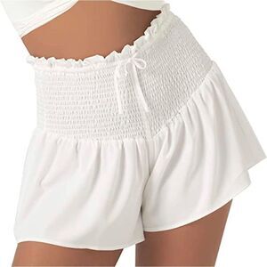 NEW comfy High Waisted Shorts White Ruched M
